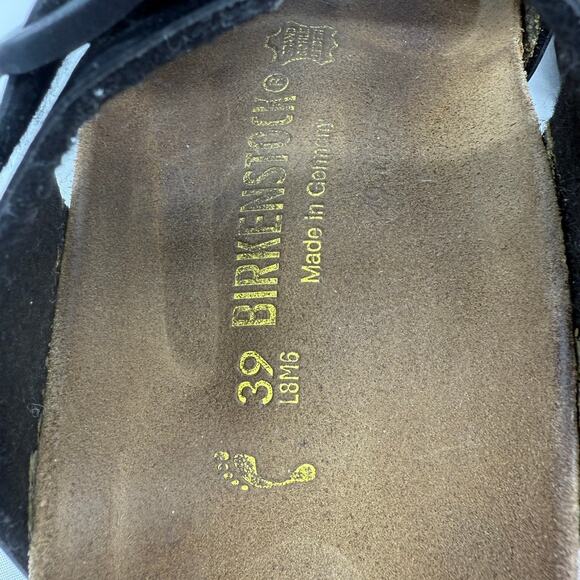 Birkenstock Ibiza Two Strap Black Patent Birk Flor Sandals Sz 39 EU / 8 US Women - Picture 7 of 9